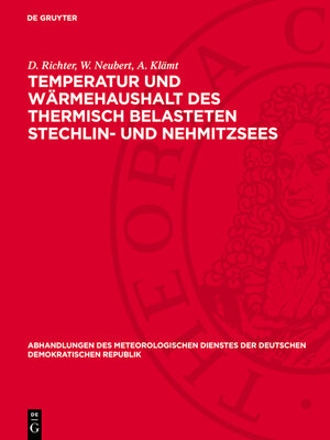 cover image of Temperatur und Wärmehaushalt des thermisch belasteten Stechlin- und Nehmitzsees